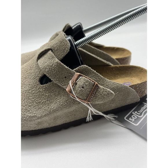 Birkenstock Boston Taupe Soft Footbed Comfort Cork Sole Slip Ons Size 6.5 - Picture 4 of 10